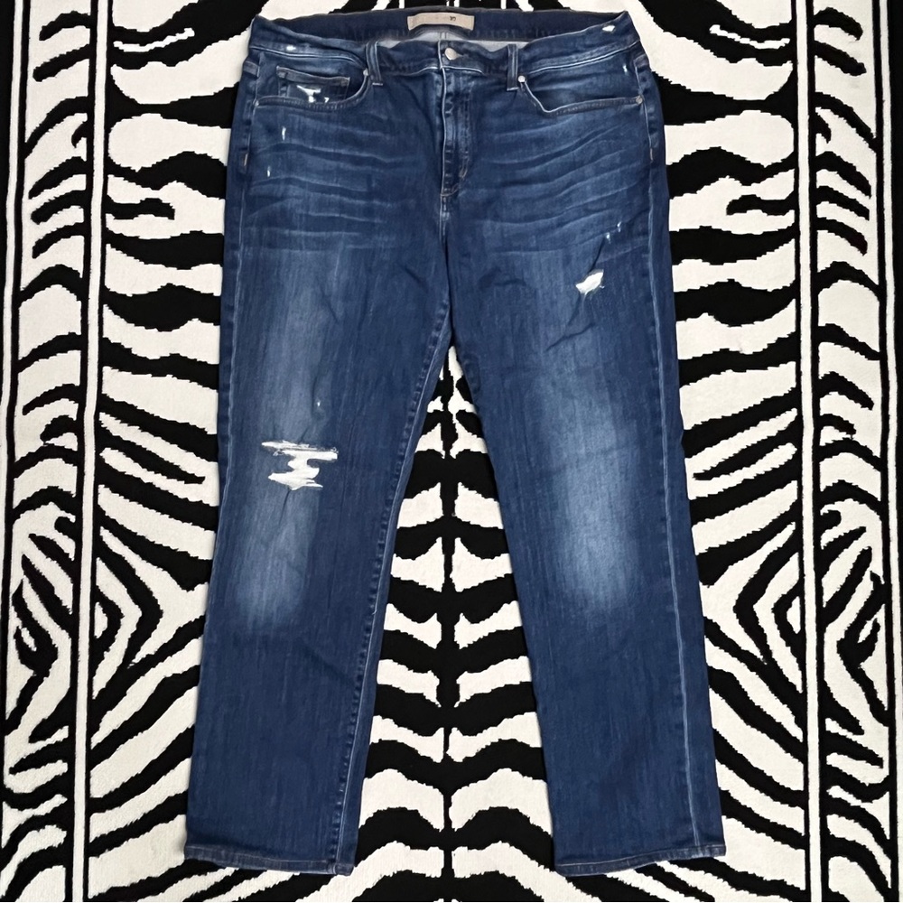 Joe's Jeans Brixton Straight Leg Distressed Knees Whiskering Size 38/22